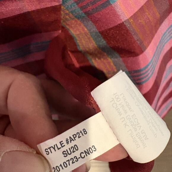 NWT J Crew Dress Womens 2 Pink Red Plaid One Shoulder Bow Silk Blend Cocktail - Picture 13 of 14